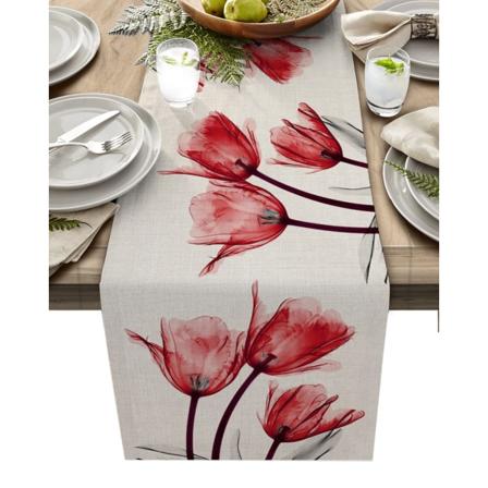 Blue Tulip Bordslöpare för matbord Köksinredning Anti-fläckar Matbordsduk Rektangulär matbordslöpare 150-33cm 59-13inch 03