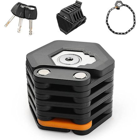 Cykel Lås, Bærbar Kompakt Foldbar Kæde, Foldbar Aluminium Legering Lås Med Nøgler Og Matchende Lås