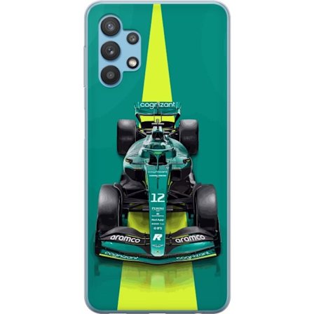 Yhteensopiva Puhelinkuori Samsung Samsung Galaxy A32 5G Aston Martinin Formula 1 -auto vihreässä kilpailumuotoilussa, jossa on moderni studiosentunt
