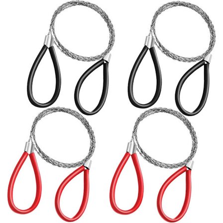 4 Delar Rostfri Ståltrådssåg, Metalltrådssåg med Handtag och Sladd, Nödräddningsrep Skärverktyg, PVC-rör Skärverktyg, Lämplig för Trä
