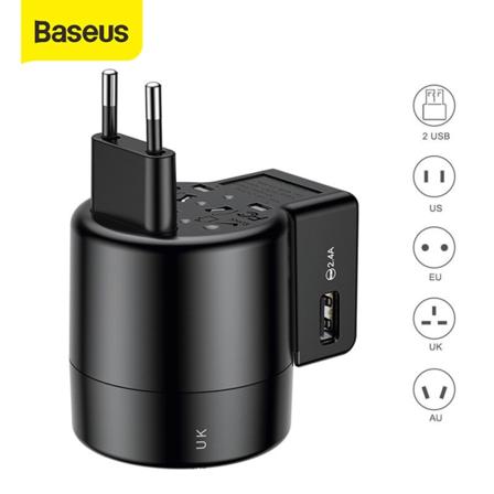 Baseus matkaseinälaturi (USB) Ruotsi, EU, USA Svart Svart