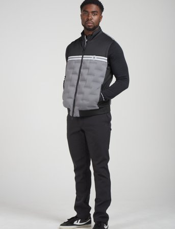 Original Penguin Golf Quilted Mixed Dmedia 80 ́S ́block Vest - Black - XL