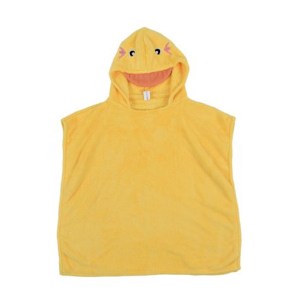 Gul Tecknad Huvförsedd Badrock Handduk för Barn Coral Fleece Baby Badrock