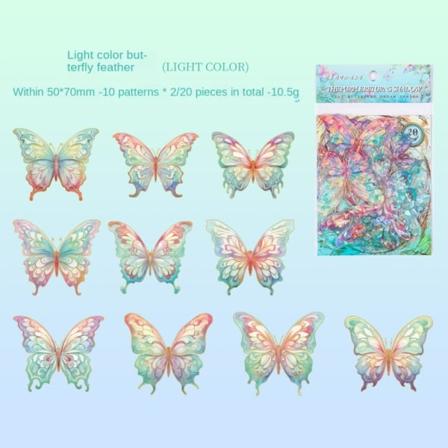 20 kpl PET 3D -tarrasarja , set perhostarra, MULTICOLOR Multicolor