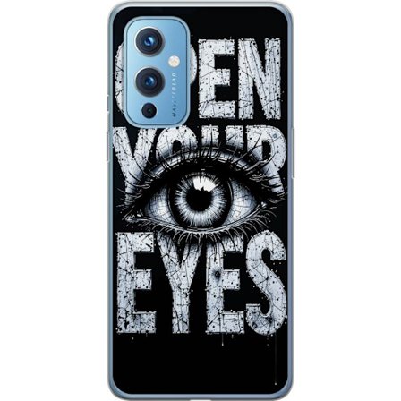 Kompatibelt Mobildeksel til OnePlus OnePlus 9 Mørk typografisk illustrasjon med øye og teksten Open Your Eyes, sterk kontrast og rå kunstnerisk gat
