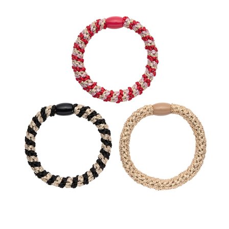 KICKS Beauty Woven Hair Ties Gold 3-pak, Hår, Hårpynt, Hårelastikker
