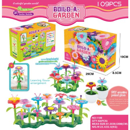 Blomsterhave Byggelegetøj til Piger 3 4 5 6 År Gamle, DIY Buket