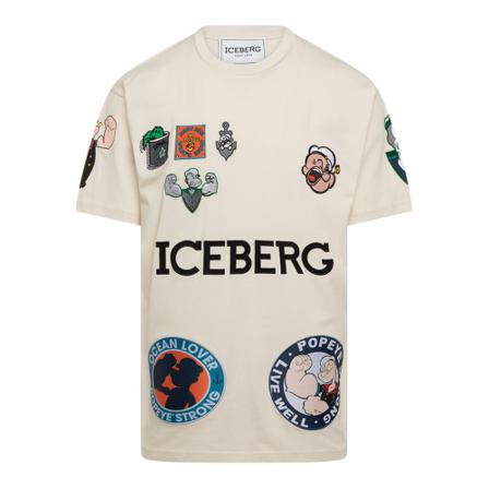 Iceberg, T-Shirts Beige, Heren, Maat:L