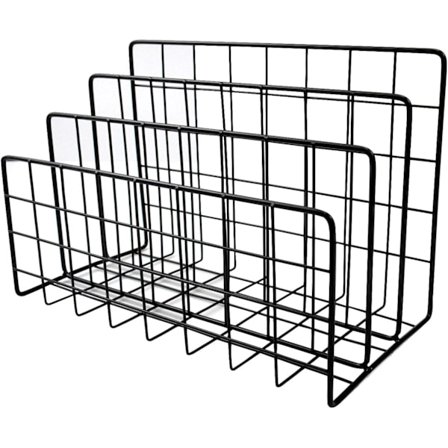 Metallisk Magasinholder for Skrivebord, Filholder med 3 Rom, Jerntråd Oppbevaringshylle, Filorganisator, Holder, Multifunksjonell Brevfil, 