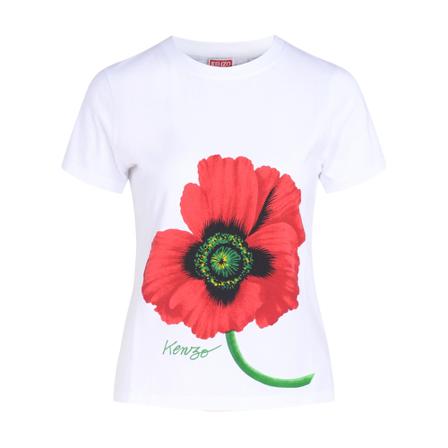 Kenzo Poppy t-shirt with printing , Wit , Dames , Maat: L