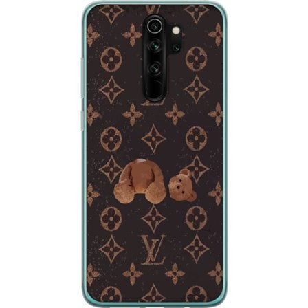 Kompatibel Mobilcover til Xiaomi Xiaomi Redmi Note 8 Pro Luksuriøst monogrammønster med knust bamse i mørk modeæstetik