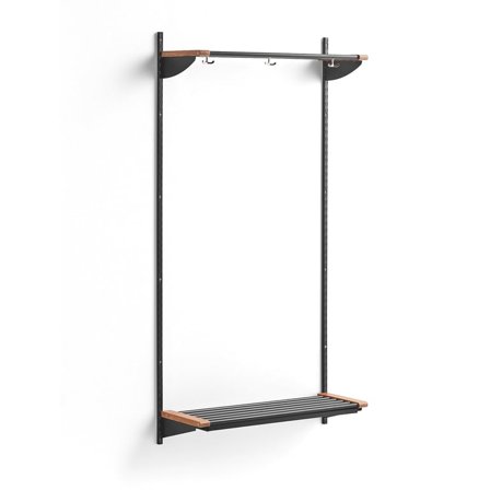 Skoreol JEPPE med hattehylde, grundsektion, mørkegrå/eg, 1790x900x300 mm