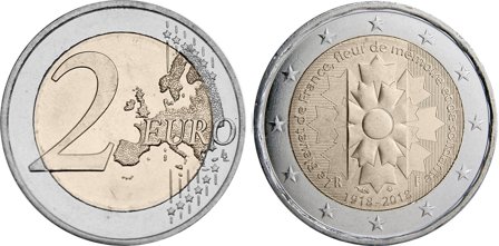 Frankrig 2018 - 100-året for afslutningen af Første Verdenskrig (Bleuet de France) - 2 euro mønt