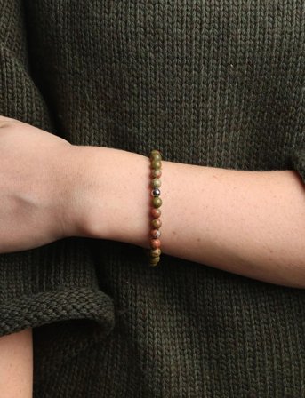 Timi of Sweden Erika - Stone Bead Bracelet Stainless Steel - Brown - ONE SIZE