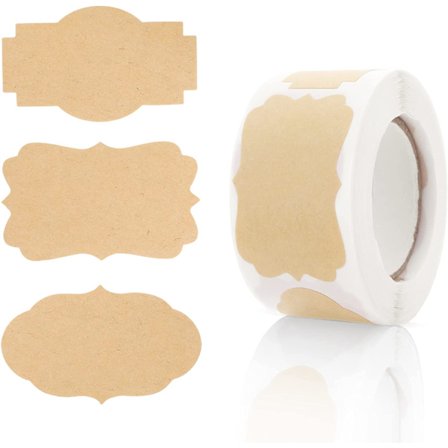 Kraft-etiketti, 250 kpl lahjatunnistetarra 5 x 3 cm