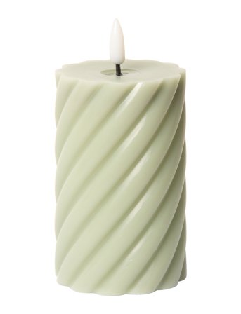 C'est Bon Spiralled Led Pillar Candle - Green - H11CM