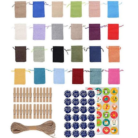 Unika Adventskalender Dragskopåsar för Godis att Hänga på Vägg eller i Träd, Perfekt för Vänner, Familj, Kollegor med Förvaringsmöjlighet, 1 Set