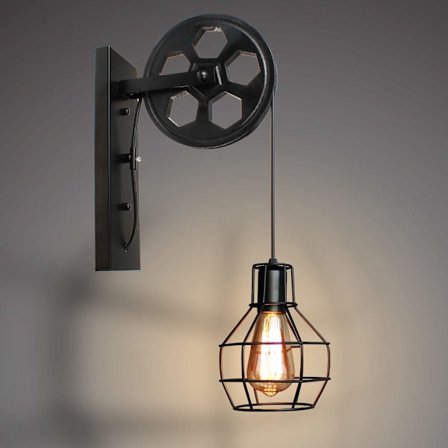 Industriell vegglampe, vintage vegglampe (1 pakke - svart)