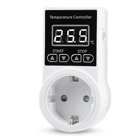 1 st Termostatuttag med Sensor, Digital Temperaturregulatoruttag, Vattentät Temperaturswitch EU-kontakt