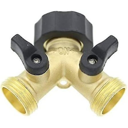 2-tie messinkinen hanahaara yksittäisillä päälle/pois-venttiileillä, hana-adapteri puutarhaan