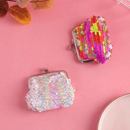 Colorful Sequins Fashion Small Wallets Coin Purses Pouch Portable Money Bags Hook Up Wallet Jewelry for Cute Gift