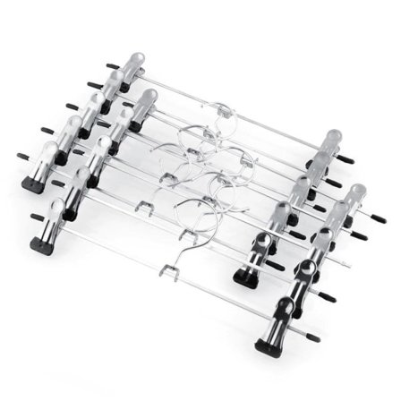 10-pak - Bøjler / Buksebøjler - Bøjler med klemmer Sølv