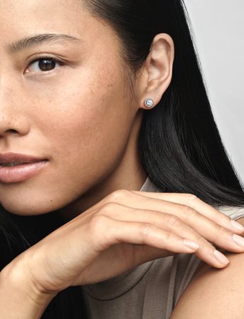 Pandora Silver Stud Earrings With Clear Cubic Zirconia - White - ONE SIZE