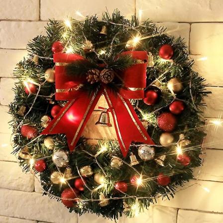 30 cm jouluseppele valoilla esivalaistu joulukoristeita etuoven tekomäntyseppele -ES