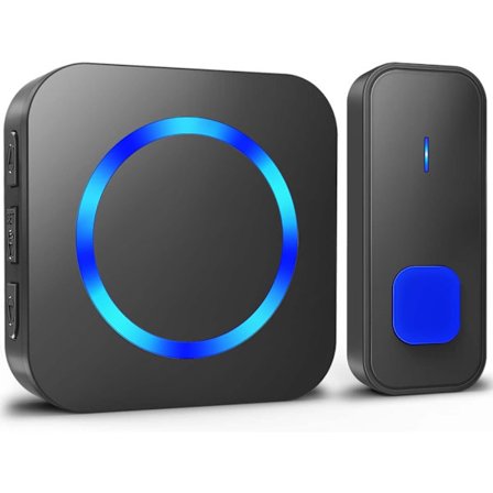 Trådløs dørklokke, dørklokke med ringsignal der virker på 400 m lang afstand med 55 ringsignaler, 5 lydstyrker og LED-blink