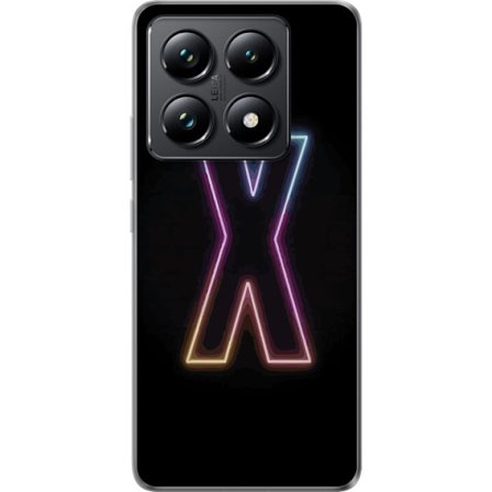 Kompatibelt Mobilskal till Xiaomi Xiaomi 14T Pro Neonbokstav X i starka färgskiftningar mot svart bakgrund, kraftfull typografisk design med tydlig l
