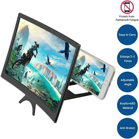Skärmförstorare, 12 tum - Smartphone skärmförstorare projektorförstorare 3D skärm telefonstativ zoomstativ förstorare för alla smartphone-lägen