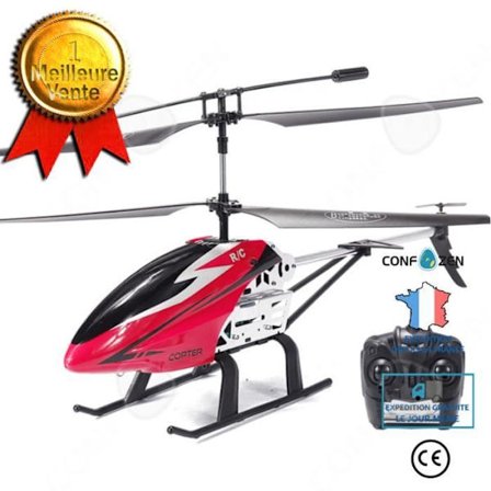 Fjernstyret helikopter - CONFO - Jagerflymodel - Fast højde - 3,5 kanaler - Rød
