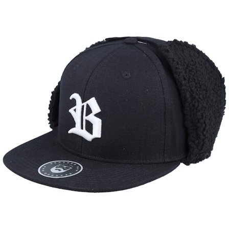 Bearded Man - Black earflap Czapka Z Daszkiem - Old English B Earflap Vintage Black Ear Flap @ Hatstore