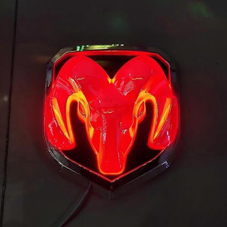 LED-lysende skilt for Dodge frontmarkørlampe, rammelysende billogo og sauhodelysende dekorative tilbehør - Xin Red 14.5x15.5cm