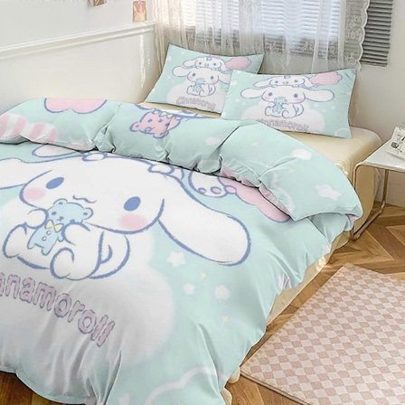 Kt351 Cinnamoroll Sängkläder Set för Barn Män Kvinnor Full Storlek Täcke Set 3st Sängkläder Set 1 Täcke Överdrag Och 2 Örngott-xp Tp351