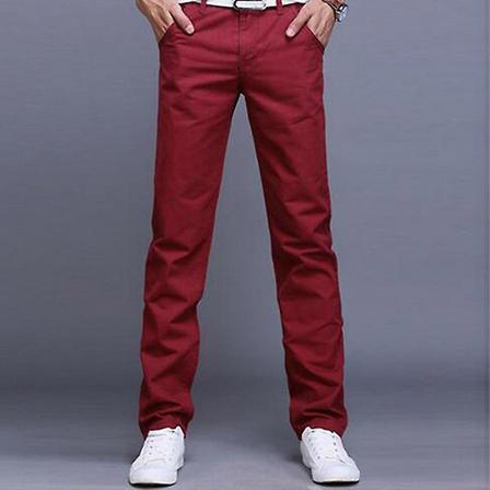 Chino byxor för män Casual byxor Wine Red 30