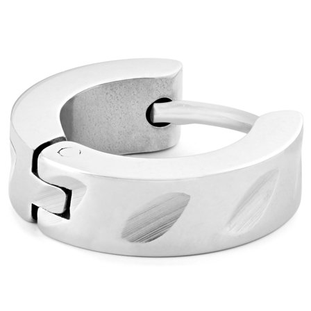 Sentio | Enkel dobbelt rillet Hopp Ørering av Rustfritt Stål for menn