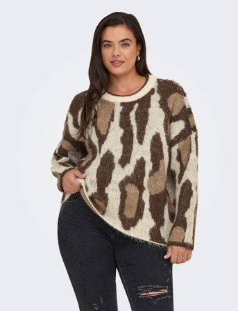 ONLY Carmakoma Caredelie Life Ls Jq O-Neck Knt - Beige - 46-48