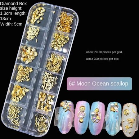 Nageldekorationer för Nail Art 12 Grid Large Box Nail Rivet Metallmaterial Paljetter 12# hollow silver Rivet