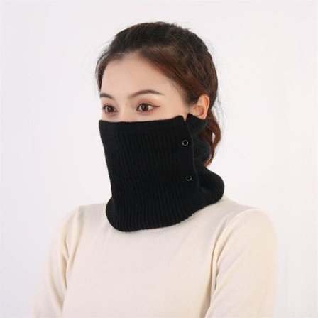 Stickad Fake Collar Scarf SVART