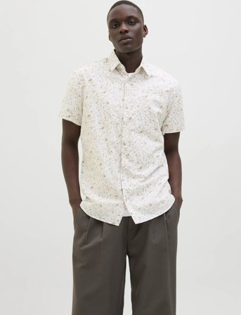 Jack & Jones Jprblasummer Print S/S Shirt Sn - Cream - S
