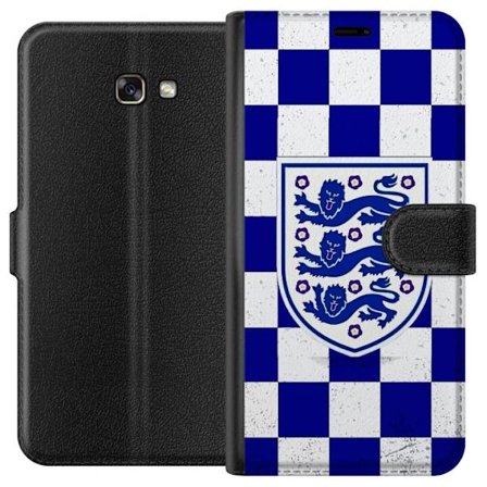 Kompatibelt Lommeboketui til Samsung Samsung Galaxy A3 (2017) Grafisk sjakkbrett-mønster i blått og hvitt med et klassisk heraldisk emblem, retroins