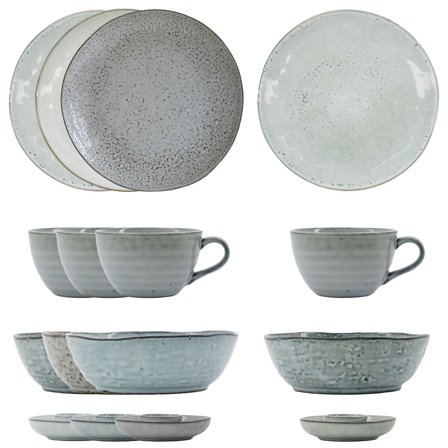 House doctor Rustikk brunchsett 16 deler, grå/blå' - 'Grå / blå