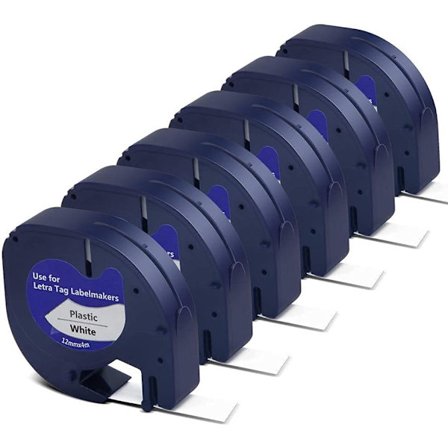 LetraTag Refills 6-pack för DYMO, 3:e parts tillbehör LetraTag etiketteringsrefills, 12 mm x 4 m