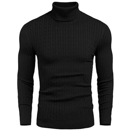 Herrar Tröja med Mocka Hals, Långärmad Kabel Stickad Tröja