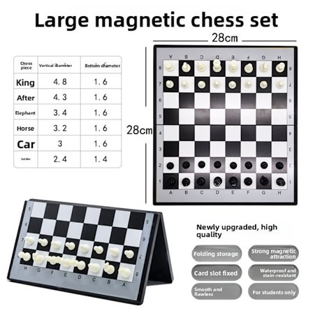 Sjakksett, Western Chess, Magnetisk Sammenleggbart Brett, Pedagogisk Gave