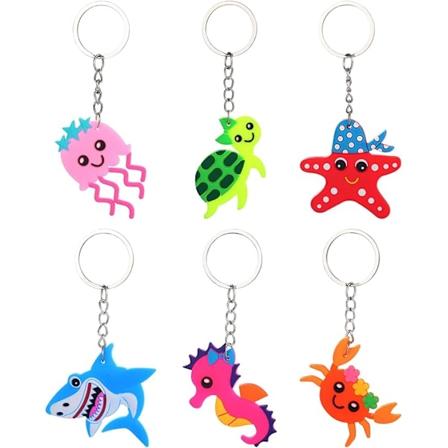 18 st havsdjur nyckelring haj krabba sjöhäst sköldpadda maneter sjöstjärna mini nyckelring ryggsäck handväska dekoration för barn kvinnor män 