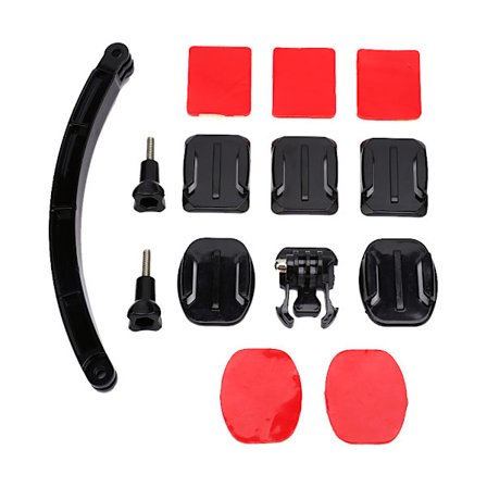 Högkvalitativ hjälmförlängningsarm platt böjd självhäftande monteringssats för Gopro Hero 2/3/3+/4