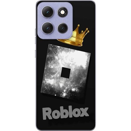 Kompatibelt Mobildeksel til Motorola Motorola Moto G86 Minimalistisk svart og sølvfarget Roblox-symbol med gylden krone og luksuriøs gamer-estetikk