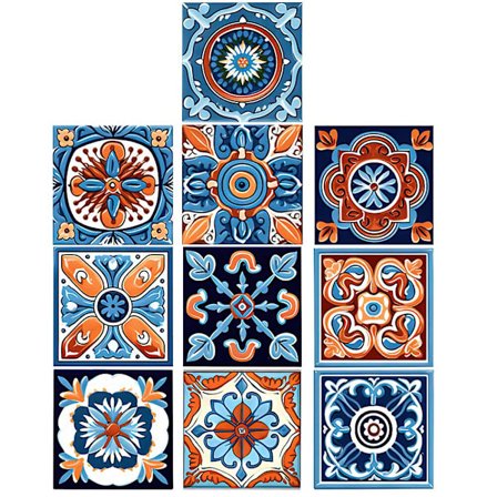 10 ark flis klistermærker flis klistermærker indendørs væg gulv flis klistermærker retro badeværelse væg klistermærker (15.00X15.00X0.10CM, 
